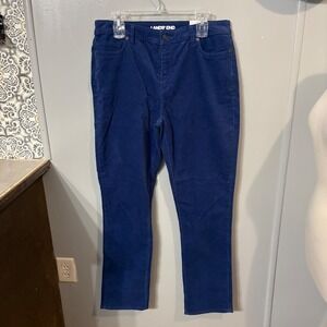 NWT Lands End Corduroy Pants Mid Rise Straight Leg Blue Size (Women's 14)‎